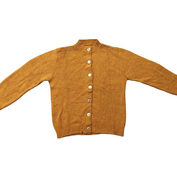 Pure Vintage 1940s-1950s Woven Yellow & Orange Long Sleeve Cardigan Sweater - Picture 1 of 12